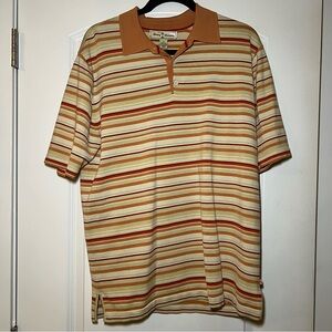 Vintage Tommy Bahama Mens Collared Short Sleeve Stripped Polo Sz M Silk Blend